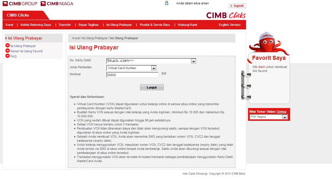 Virtual Credit Number CIMB Niaga